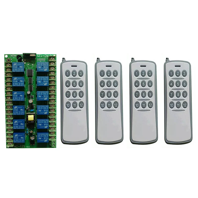 AC220V 12 CH 12CH Channel10A RF Беспроводной переключатель системы дистанционного управления