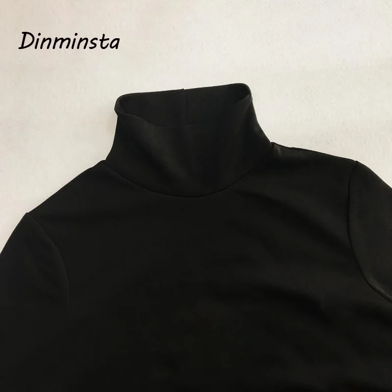 Длинное платье Dinminsta новая весенняя водолазка с рукавом три четверти высоким
