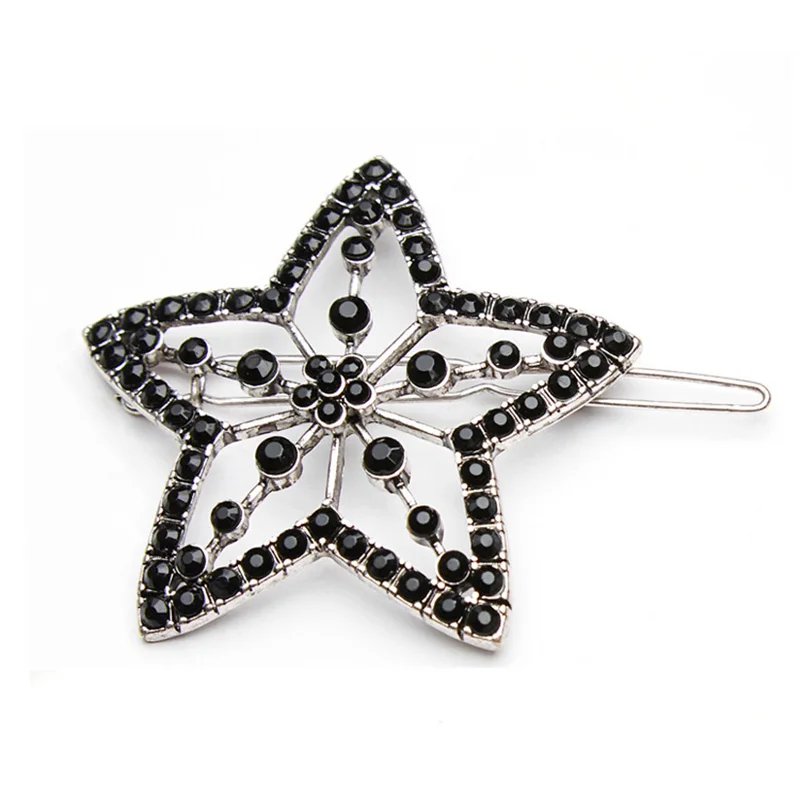 

2019 Retro Women Girls Metal Circle Star Geometric Rhinestone Hair Clips Hairpins Barrettes Wedding Hair Clip Accessories