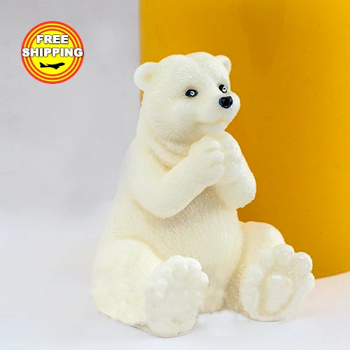 Polar bear soap mold Food-grade silicone moulds 3d handmade animal soap and candle mold with high quality Przy wholesale