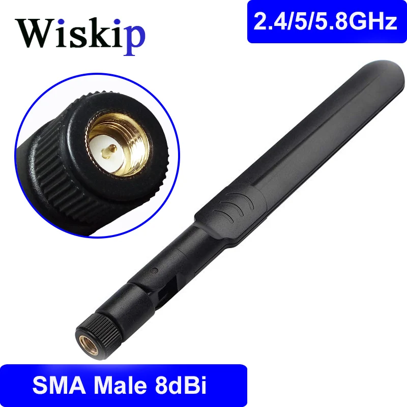 Антенна Wi Fi 2 4 ГГц 5 8 8dbi SMA Мужская Двухдиапазонная для беспроводных