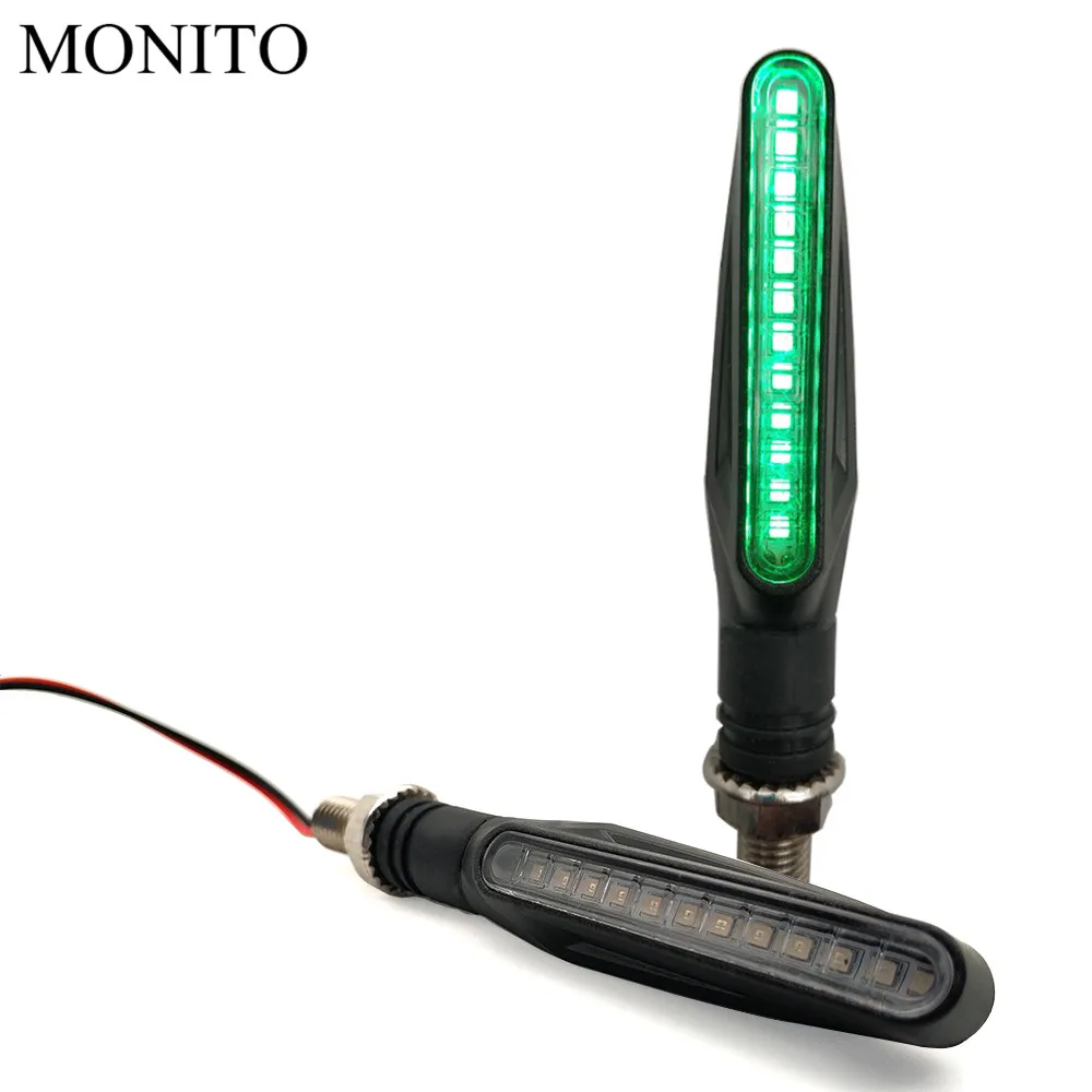 1 Pair Green Для Yamaha vmax 1200 1700 v Макс tenere 700 xtz700 xjr1300 мотоцикл Поворотная сигнальная лампа для мотокросса "бегущая вода" мерцающие, светодиодные - Цвет: 1 Pair Green