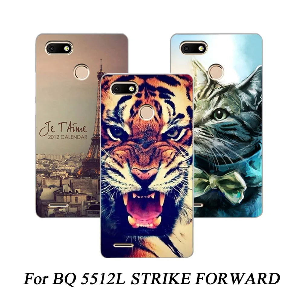 Мягкие ТПУ чехол для телефона BQ 5512L STRIKE FORWARD силиконовый окрашенный волк Роза Fundas