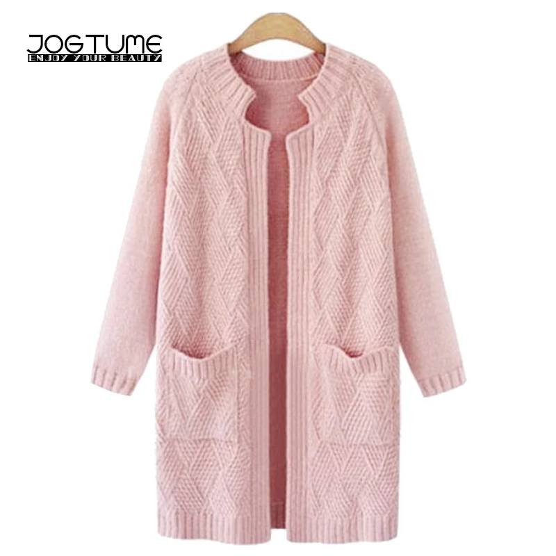 JOGTUME Pink Knitted Cardigan Sweater 2017 Autumn Winter Womens Fat Loose Long Sleeve Fashion Female Coat Plus Size 5XL |