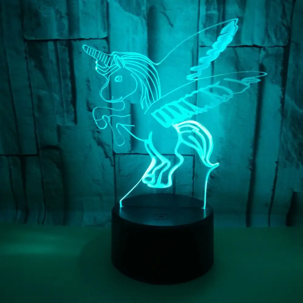 Единорог красочный 3D свет акриловый визуальный сенсорный переключатель