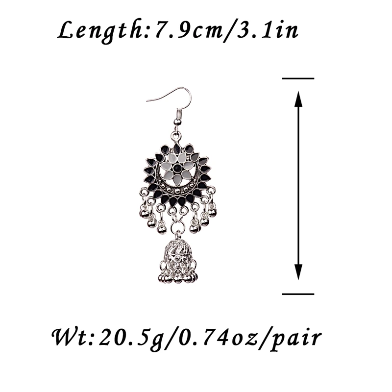 2020 индийские цыганские синие серьги Jhumka с цветком для женщин античные серебряные
