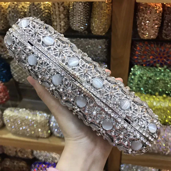 Женские вечерние сумки с серебряными кристаллами Minaudiere сумка для свадебной вечеринки бежевые