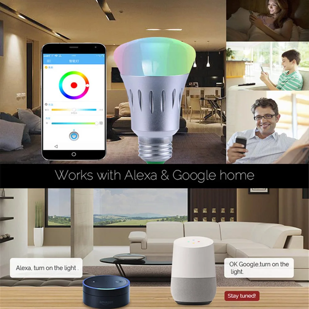 Wi-Fi Smart LED Light Bulb Dimmable 7W Smartphone Control Multicolor Changing Lights Bulbs MDJ998 | Освещение