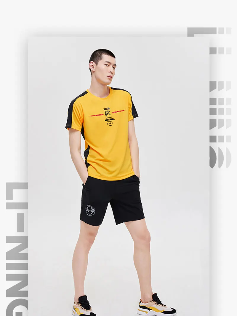 Li-Ning мужские тренировочные трикотажные спортивные шорты дышащие облегающие 77% Нейлон 23% спандекс подкладка Фитнес Спортивные шорты AKYP013 MKY503
