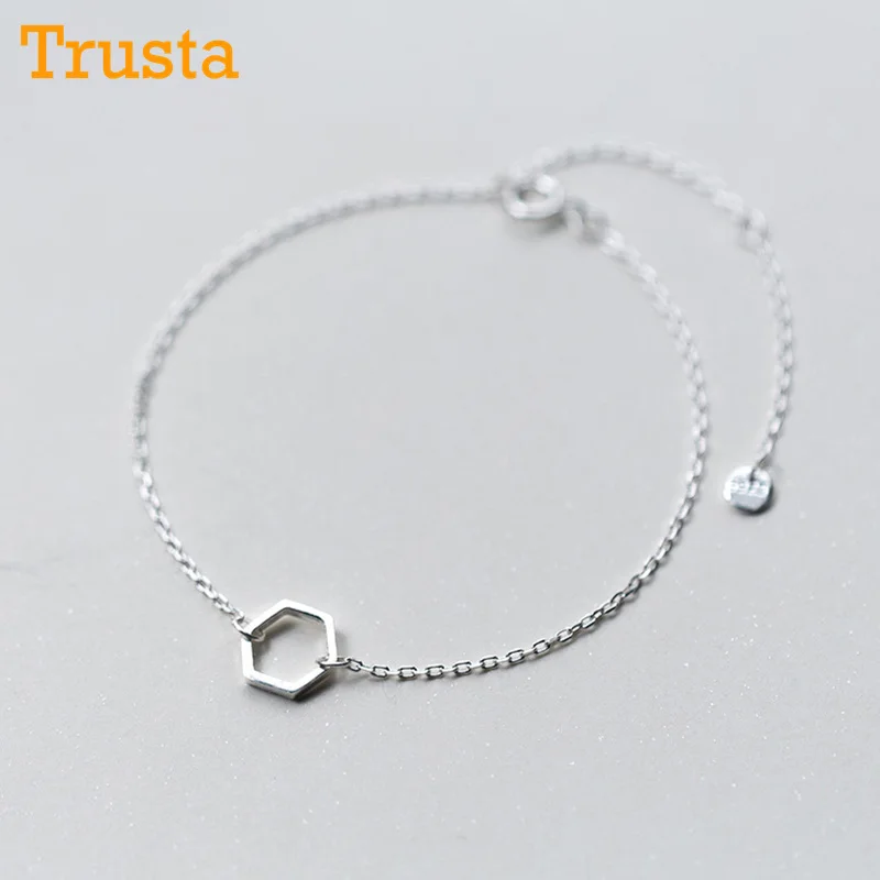 Trusta 925 пробы серебряный браслет Женская мода ювелирные изделия блестящая цепь со звездами 925 Braclet подарок девушки леди Ds1388