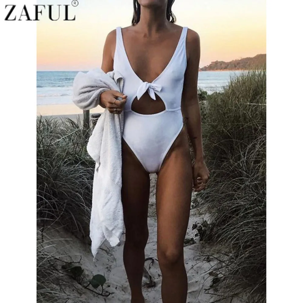 ZAFUL 2019 цельный купальник женский сексуальный с высоким вырезом открытая Монокини