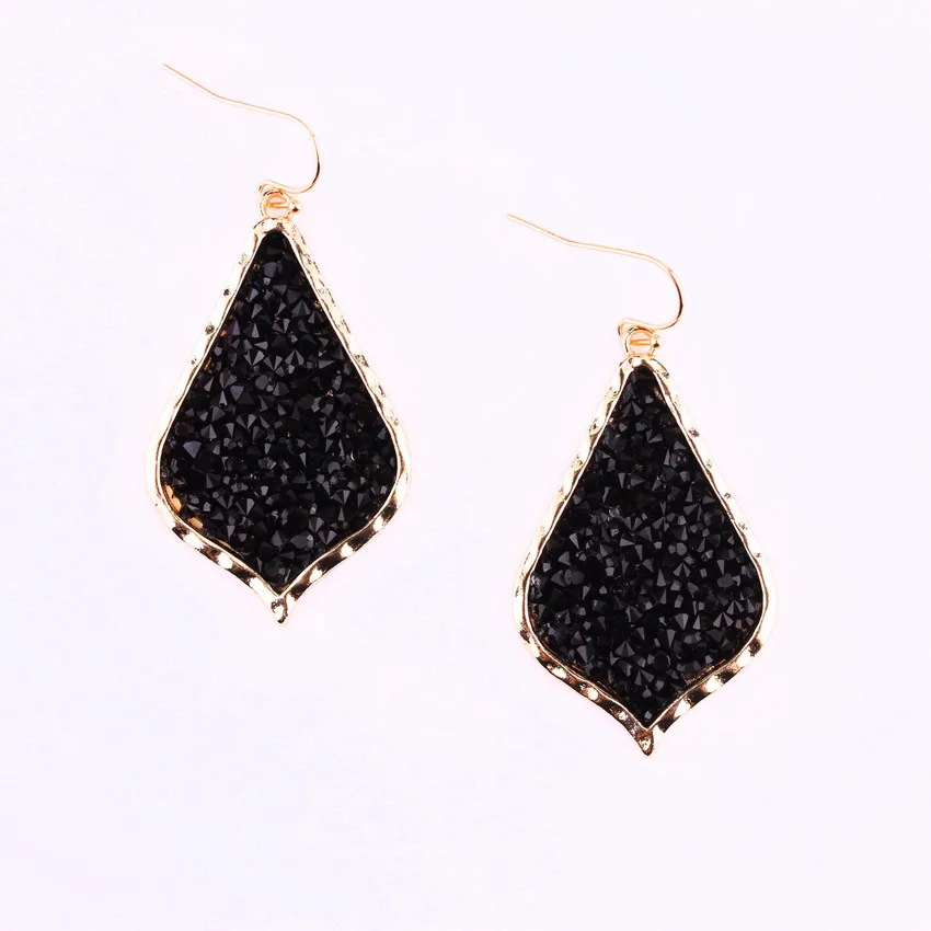 

Pave Geometric Shiny Rhinestone Teardrop Statement Earrings
