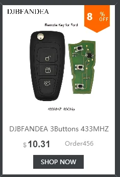 DJBFANDEA дистанционный ключ 3 кнопки 433 МГц 4D60 чип без ключа брелок для Ford Mondeo Focus Fiesta C Max S Max Galaxy