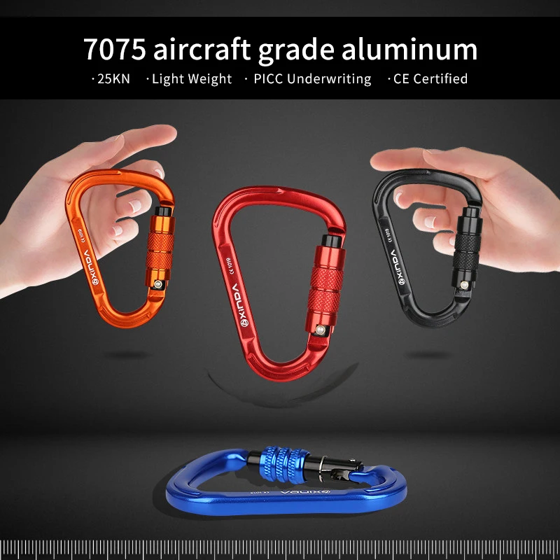 XINDA Outdoor Rock Climbing Carabiner 25KN Safety Connector Lock Aluminum alloy Spring-loaded Gate Buckle Survive Equipment | Спорт и