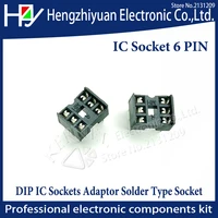 hzy ic sockets 6 pin 80pcs 2 54mm through hole stamped pin open frame ic dip socketpitch through hole dip socket connectors