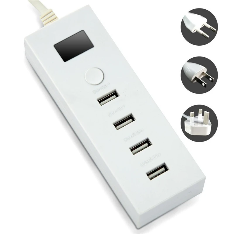 4A 4 Порты USB Зарядное устройство с светодиодный свет Дисплей для Iphone 6 6s SE samsung S7