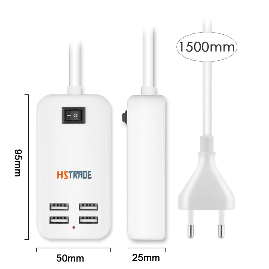HSTRADE EU Plug 4 порта несколько настенных USB зарядное устройство 15 Вт 3A AC адаптер питания 1,5 м кабель 6 портов USB зарядное устройство для iPhone/samsung