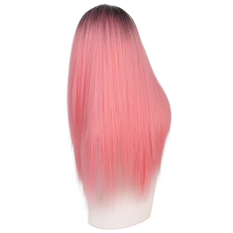 r2-1632 Doris beauty Ombre длинный прямой черный бирюзовый зеленый парик для женщин со средней частью Синтетический Косплей Термостойкое волокно - Цвет: r2-1632