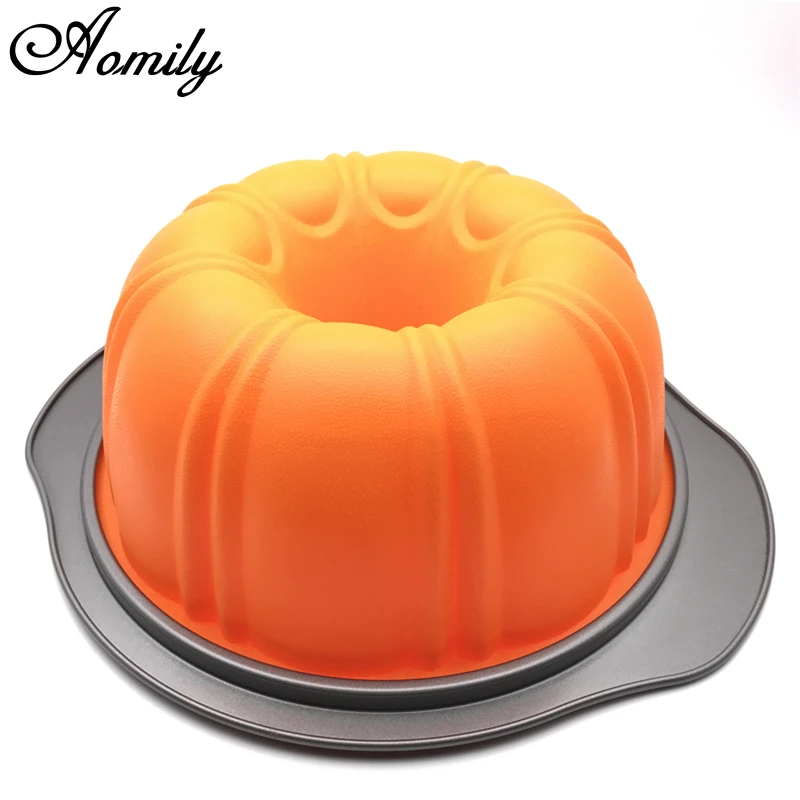

Aomily Durable Halloween Large Pumpkin Recycle Silicone Cake Muffin Mold Baking Chocolate Pudding IceLattice Mould with PTFE Pot