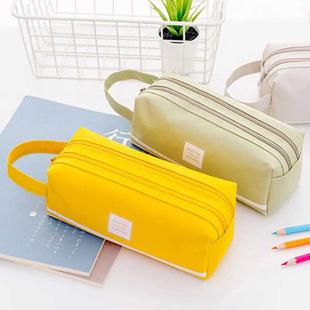 Casual Japanese pencil case Student stationery bag creative large capacity student men and women new school supplies | Канцтовары для
