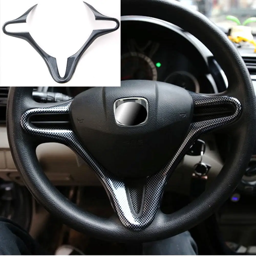 Для Honda Civic 2009 2010 2011 1 шт. углеродное волокно стиль ABS чехол рулевого колеса автомобиля отделка декоративные аксессуары для укладки