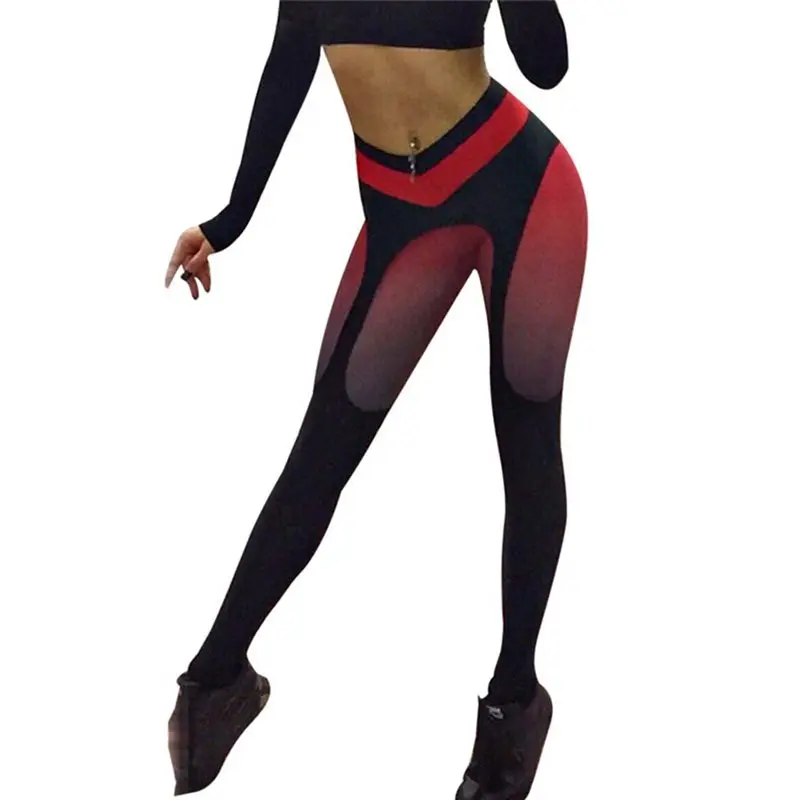 Весна 2019 новые женские Леггинсы Фитнес Дышащие Модные Лоскутные градиентные