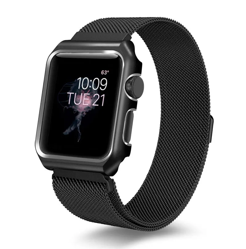 EIMO Milanese Loop ремешок+ чехол для Apple Watch ремешок 42 мм 44 мм iwatch ремешок 38 мм 40 мм браслет на запястье аксессуары для наручных часов
