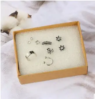 9 шт./компл. посеребренное состаренное перо череп ретро серьги наборы 2018 Бохо