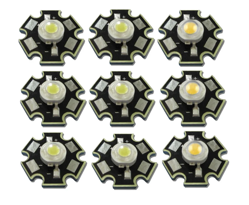 

10pcs/lot High Power 1W 3W Cool / Warm White 3500K 6500K 10000K LED Bulb Chip Crystal Diodes Light With 20mm AL Star Base