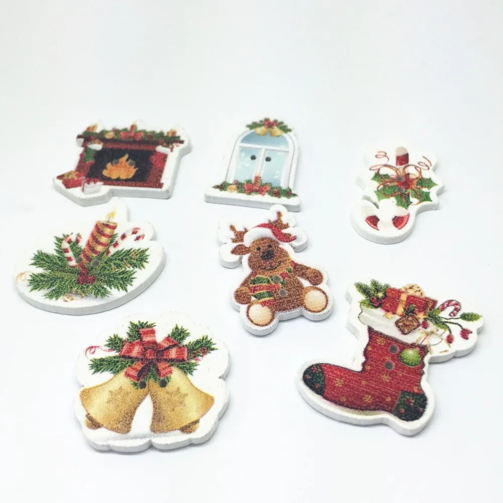 1000 шт. деревянные рождественские пуговицы с 2 отверстиями | Дом и сад