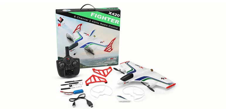 XK X420 2 4G 6CH 420 мм 3D6G VTOL вертикальное Снятие и посадка EPP 3D Аэробика FPV RC Самолет RTF с