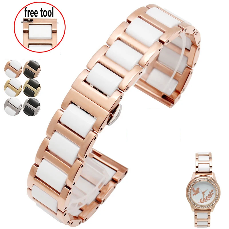

high quality Ceramic bracelet For Fiyta Four-leaf clover waterproof mechanical watchband femal wristband 14mm 16mm 18mm