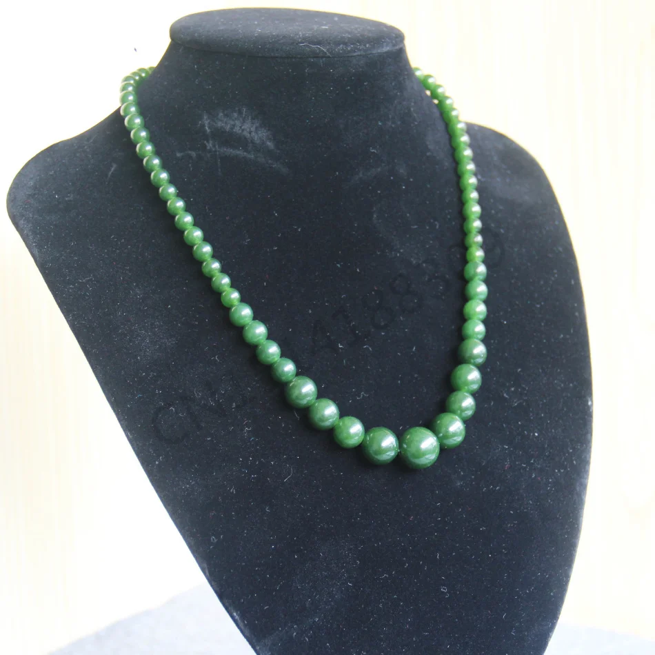 Цепочка из зеленого халцедона с круглыми бусинами 6-14 мм | Украшения и аксессуары
