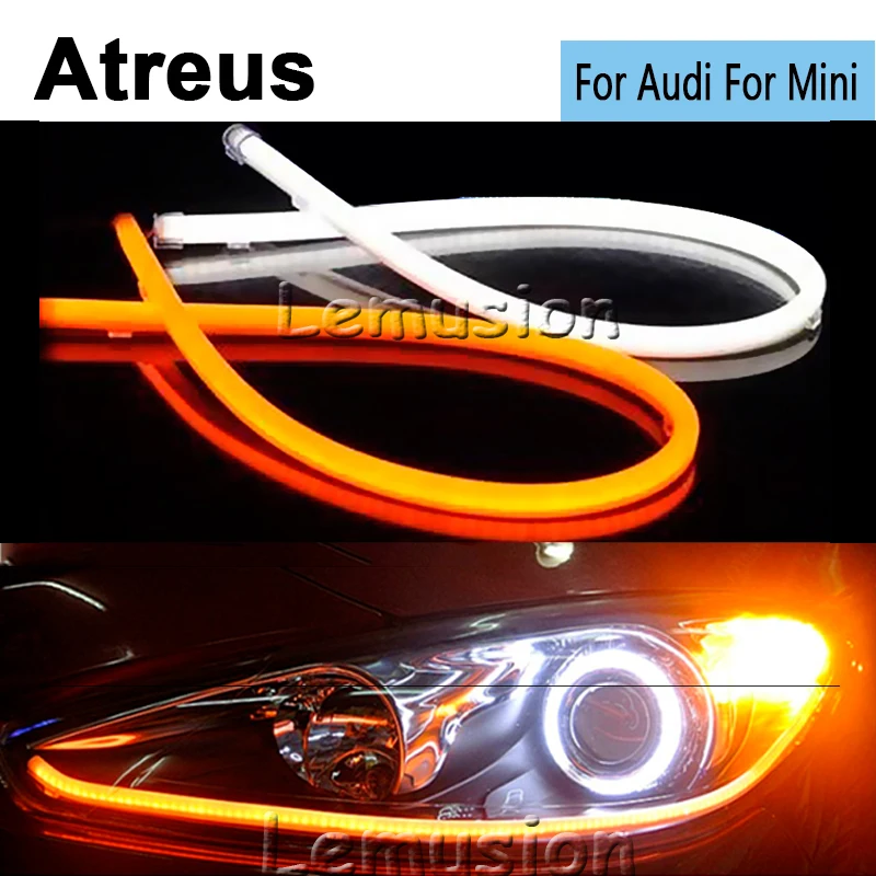 Atreus Car-styling Flexible 60cm Car LED DRL Daytime Running Light For Audi A4 B6 B8 B7 A3 A6 C5 C6 Q5 Mini Cooper R56 50 53 F56 |