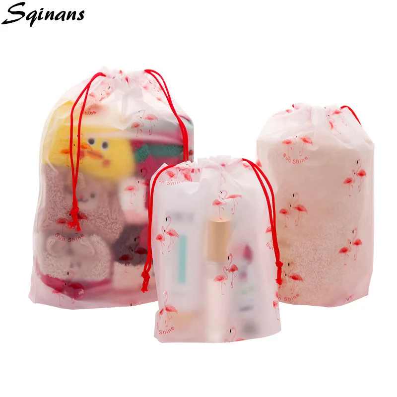 Flamingo Drawstring Travel Storage Bag Portable Luggage Organizer Shoe Closet Clothes Save Space Dust-proof Pouch | Дом и сад