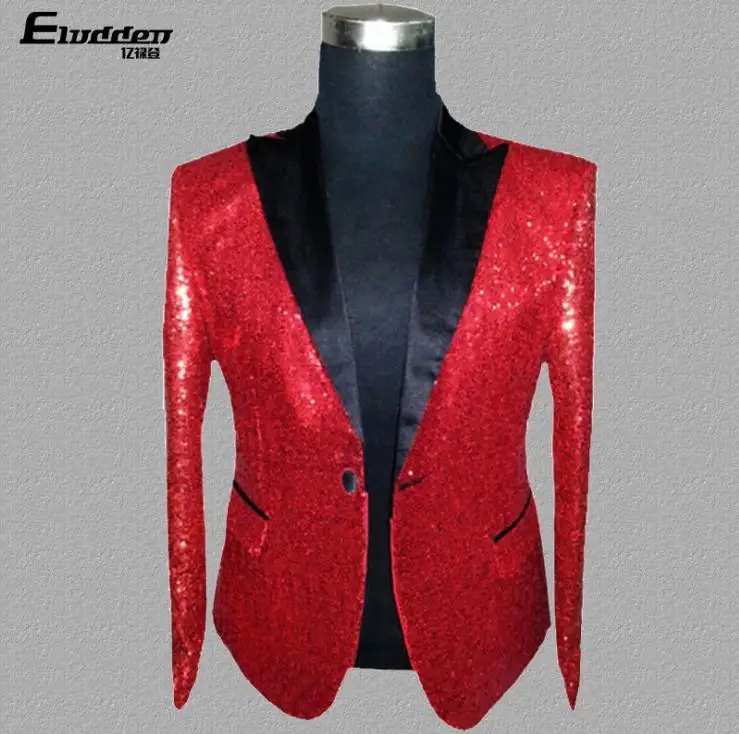 Multicolor sequins clothes men suits designs masculino homme terno stage costumes for singers jacket men blazer dance star style