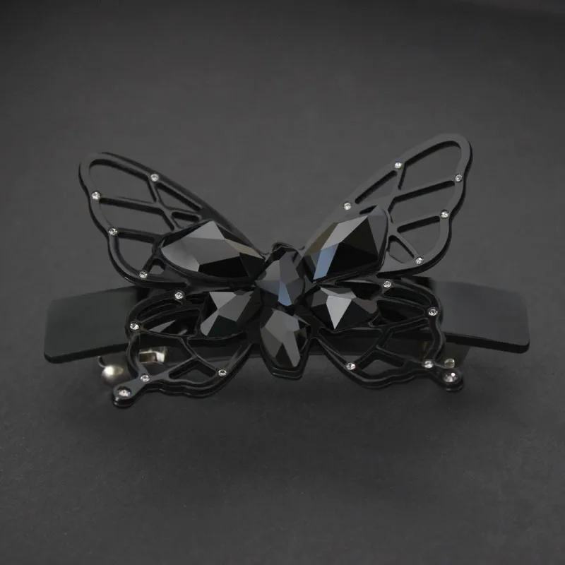 

French Styles Hair Barrettes Clip, Acetate Celluloid Hair Accessory - Butterfly Crystal Hair Jewelry Ornament for Women Girls