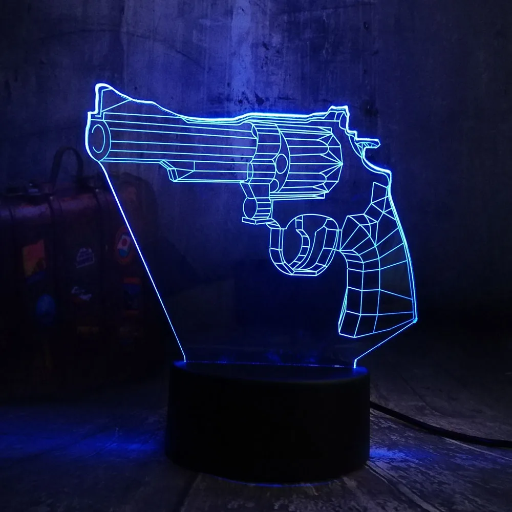 Revolver Крутой боевой Ройал игра PUBG TPS револьвер Magnum светодиодный ночник настольная лампа RGB 7 цветов игрушка для мальчиков Рождественский подарок декор комнаты - Испускаемый цвет: Revolver