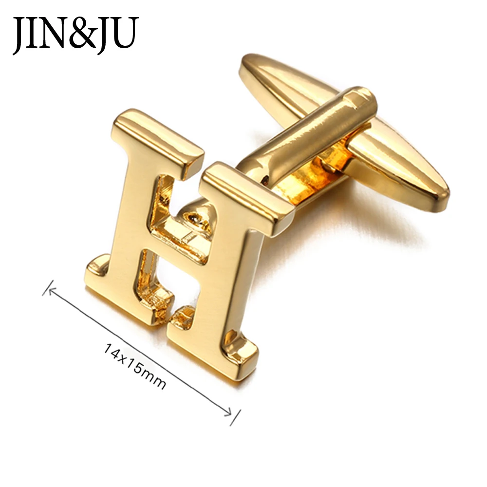JIN& JU, Новое поступление, модные запонки с буквами A D R H M, мужские запонки с высоким качеством, золотые, серебряные, металлические запонки для рубашки