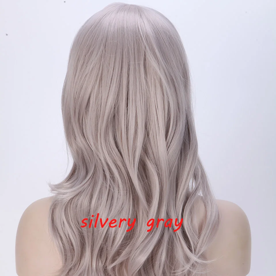 silvery gray S-noilite длинные волнистые косплей красный зеленый Puprle розовый черный синий серебристый серый коричневый синтетические волосы парики - Цвет: silvery gray
