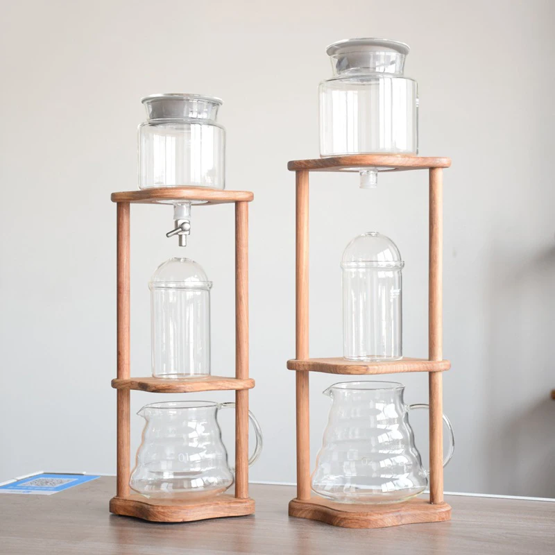 

360/580ML Iced Cold Brew Dripper Coffee Rosewood Pilliar Reusable Filter Heat Resistant Glass Coffee Percolator For Barista