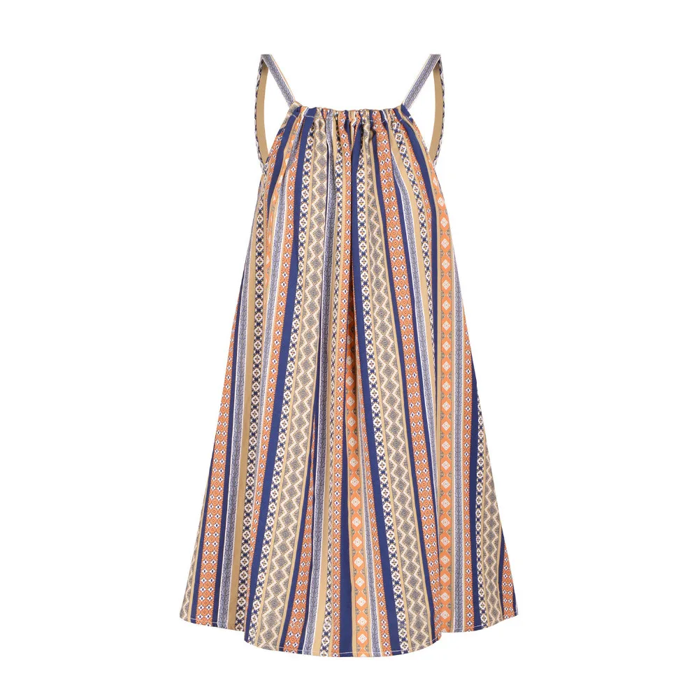 YANDW Boho женское летнее пляжное платье на бретельках сарафан каждый день короткое с