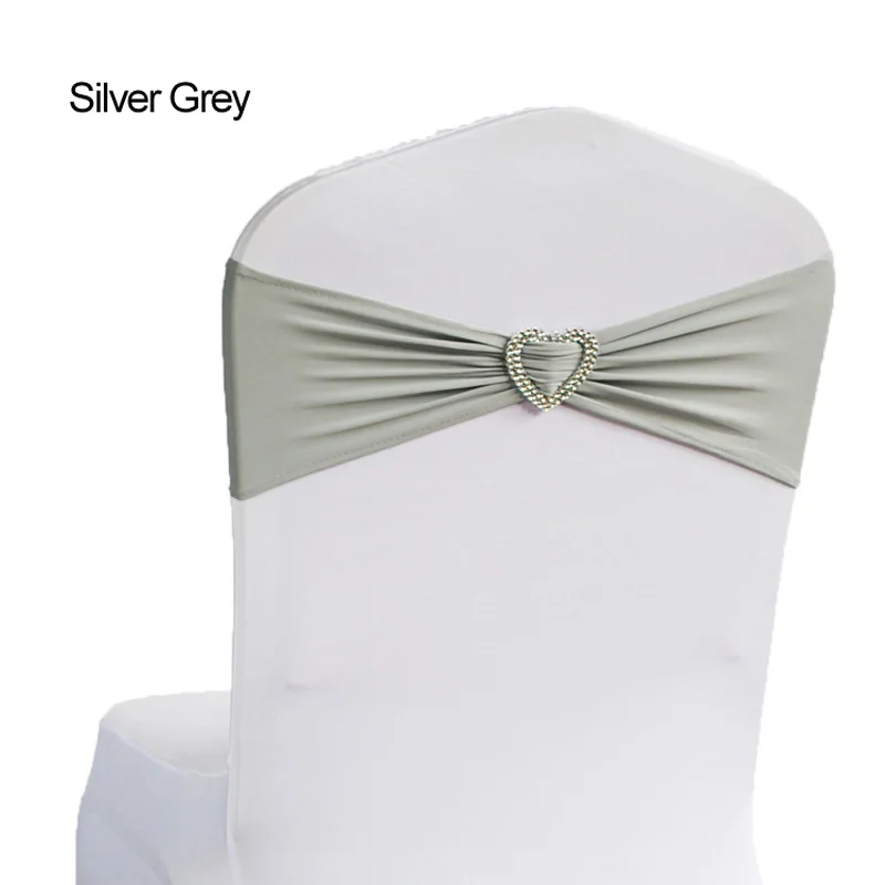 Silver Grey 50 шт спандекс лайкра чехол для свадебного стула широкие пояса-кушаки Свадебная вечеринка стул именинника Декор ярко-синий красный черный белый розовый фиолетовый - Цвет: Silver Grey