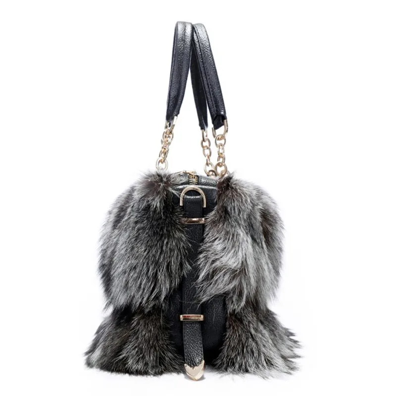 2019 New Fashion High-End Real Fox Fur Bag Ladies Leather Design Large Size Good-Looking Bag. | Багаж и сумки