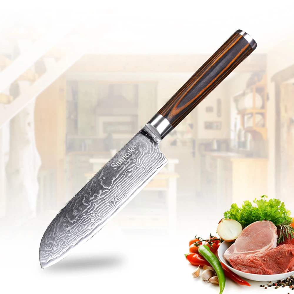 SUNNECKO 5 дюймов нож Santoku кухонные ножи шеф повара режущие инструменты 73 слоя