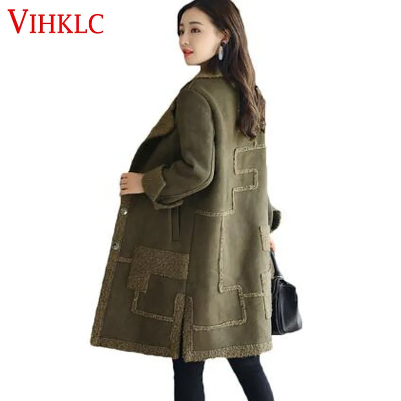 2018 зимняя куртка женское замшевое шерстяное пальто из овечьей шерсти свободная с