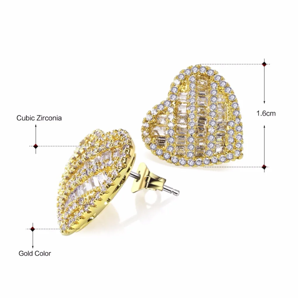 

Charming big heart cz earring shiny crystal high quality jewelry copper jewellery romantic gift lovely earrings