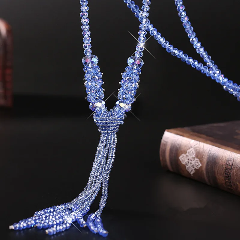 Женское Ожерелье с кристаллами Heeda длинное ожерелье в Корейском стиле со