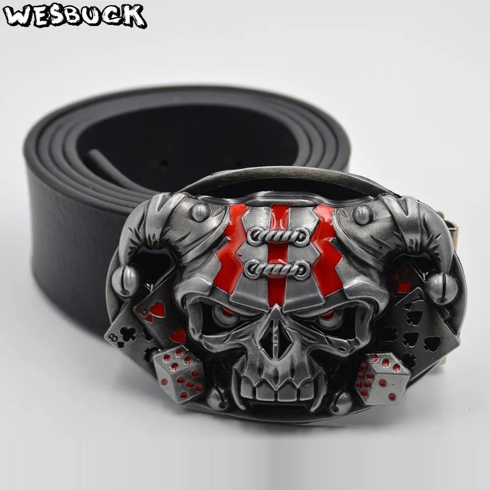 buckle and belt Бренд WesBuck пряжки ремня стиль череп ковбой пряжки ремня ковбой ковбойский ремень голова ковбоя - Цвет: buckle and belt