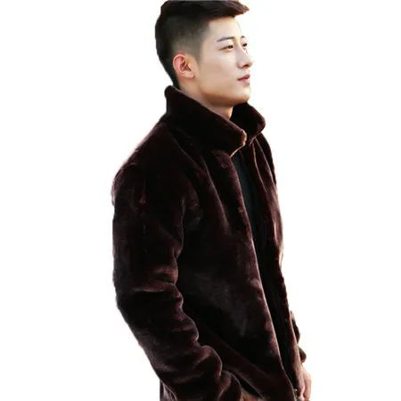 brown jacket Мужская Шуба, норковая зимняя куртка из искусственной кожи, мужской кардиган на молнии, мужские кожаные куртки, мотоциклетная замша, черный, синий, фиолетовый, бренд - Цвет: brown jacket